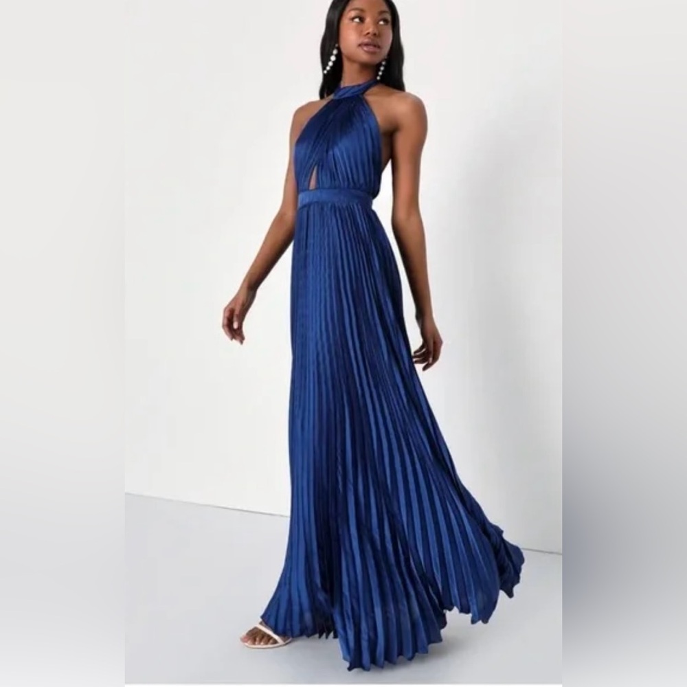 Lulu's Royal Blue Backless Dress - Picture 2 of 4